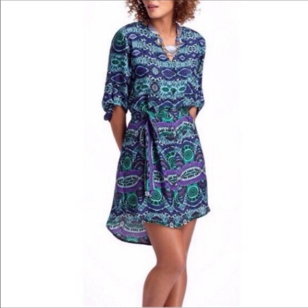 Anthro MAEVE Ikat Frequencies shirt dress